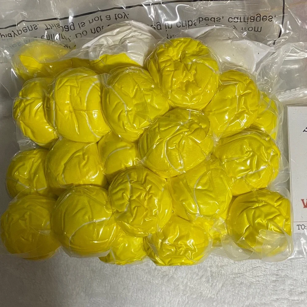 Vibrant Yellow and White Stress Tennis Balls Party Set